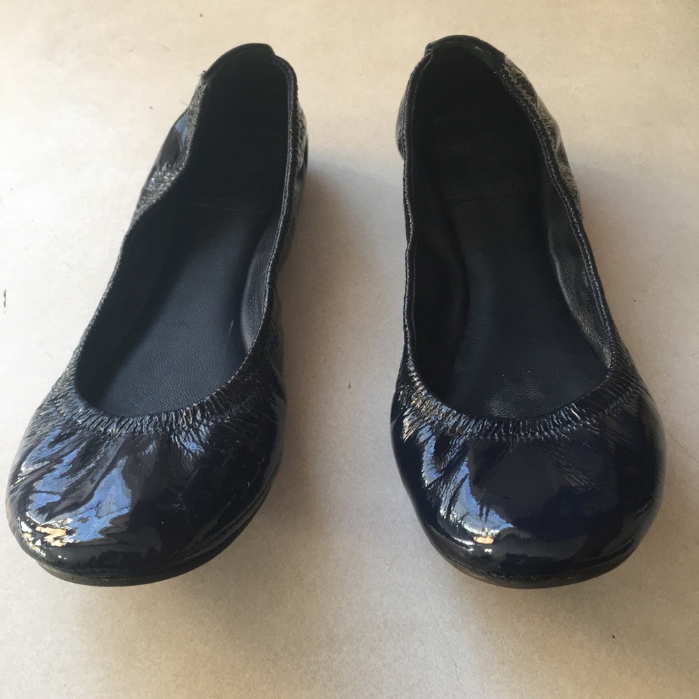 Tory Burch Navy Blue Patent Leather Flats